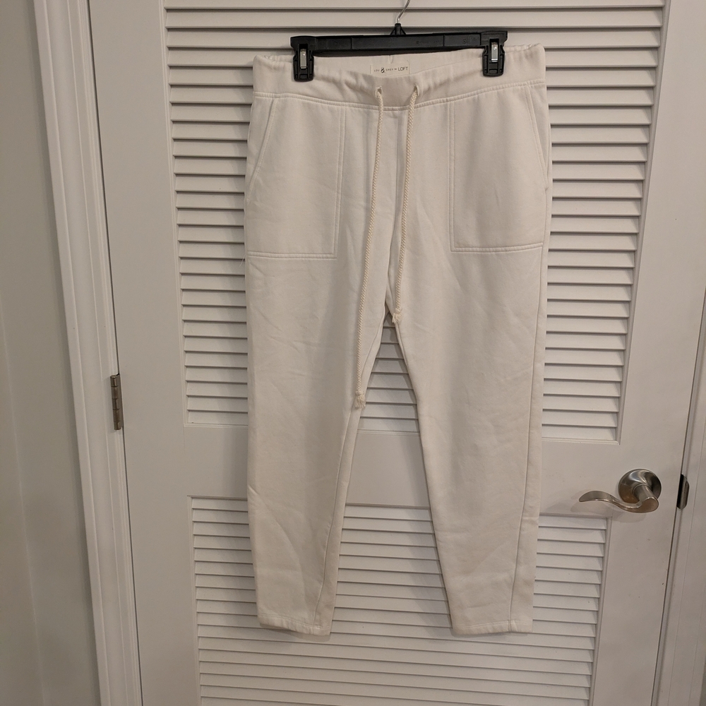 Unisex Cream Joggers with Drawstring Size M Made In India